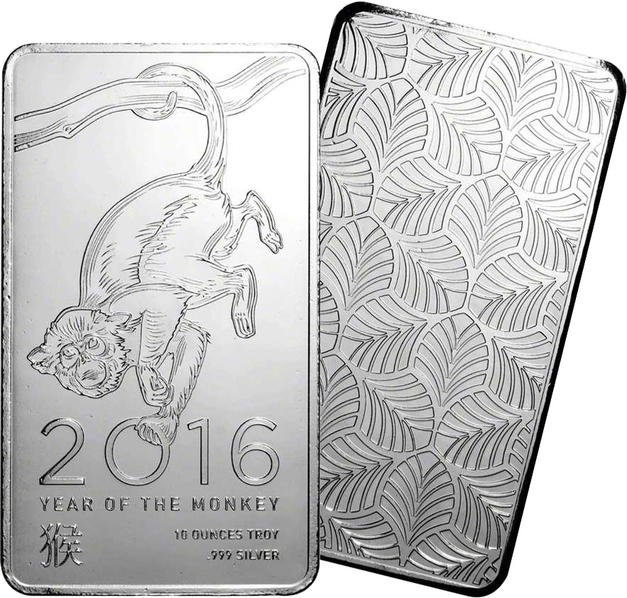 Elemetal Direct 10oz Silver Bar 2016 - Lunar Year of the Monkey