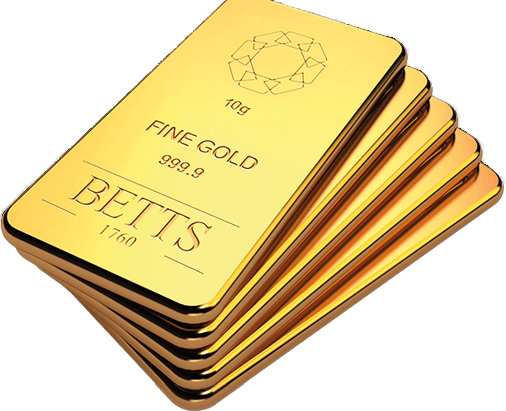 Betts 10 gram gold bars stacked