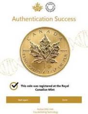 Canadian Maple Leaf Silver Coin Bullion DNA Verification