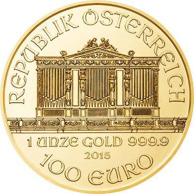 Reverse 1oz Vienna Philharmonic Gold Coins